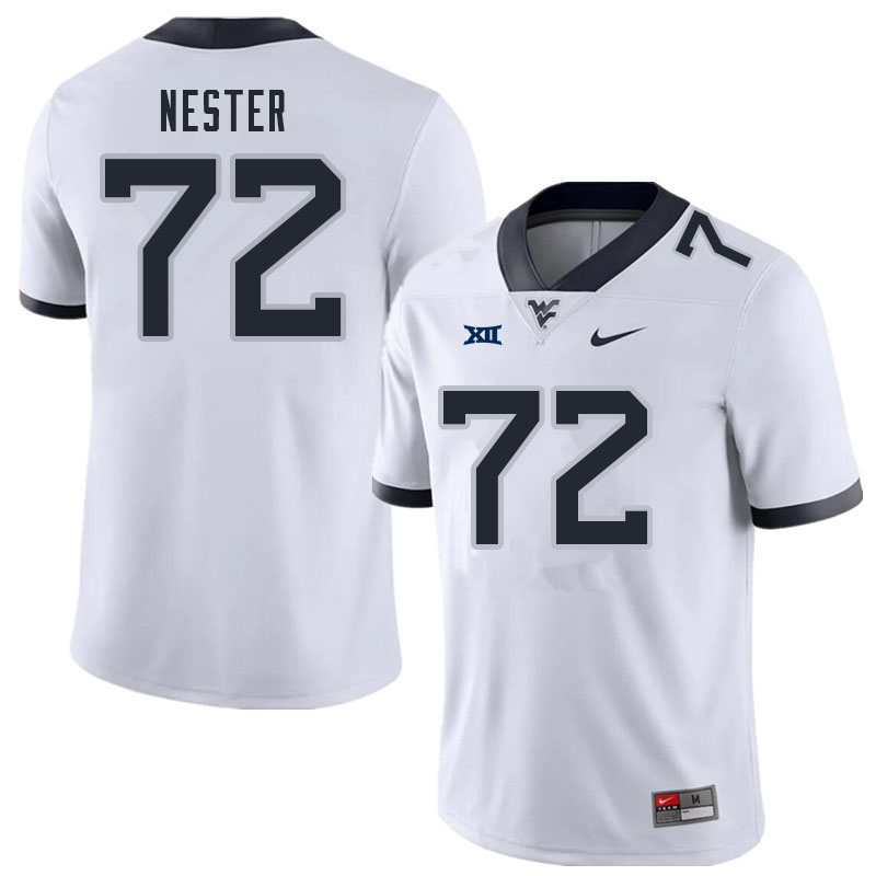 NCAA Men's Doug Nester West Virginia Mountaineers White #72 Nike Stitched Football College Authentic Jersey HK23N11NG